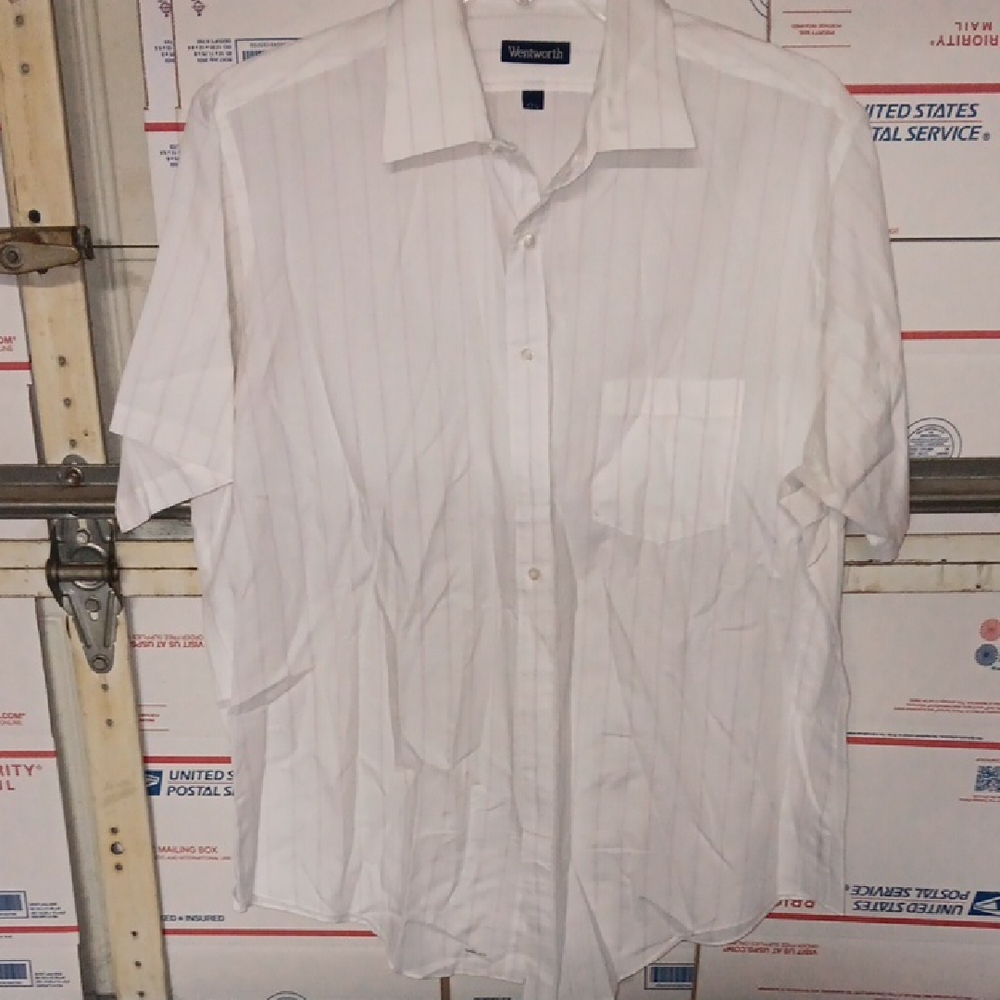 Wentworth Size 17 1/2 Men's White Striped Shirt (SKU N200)